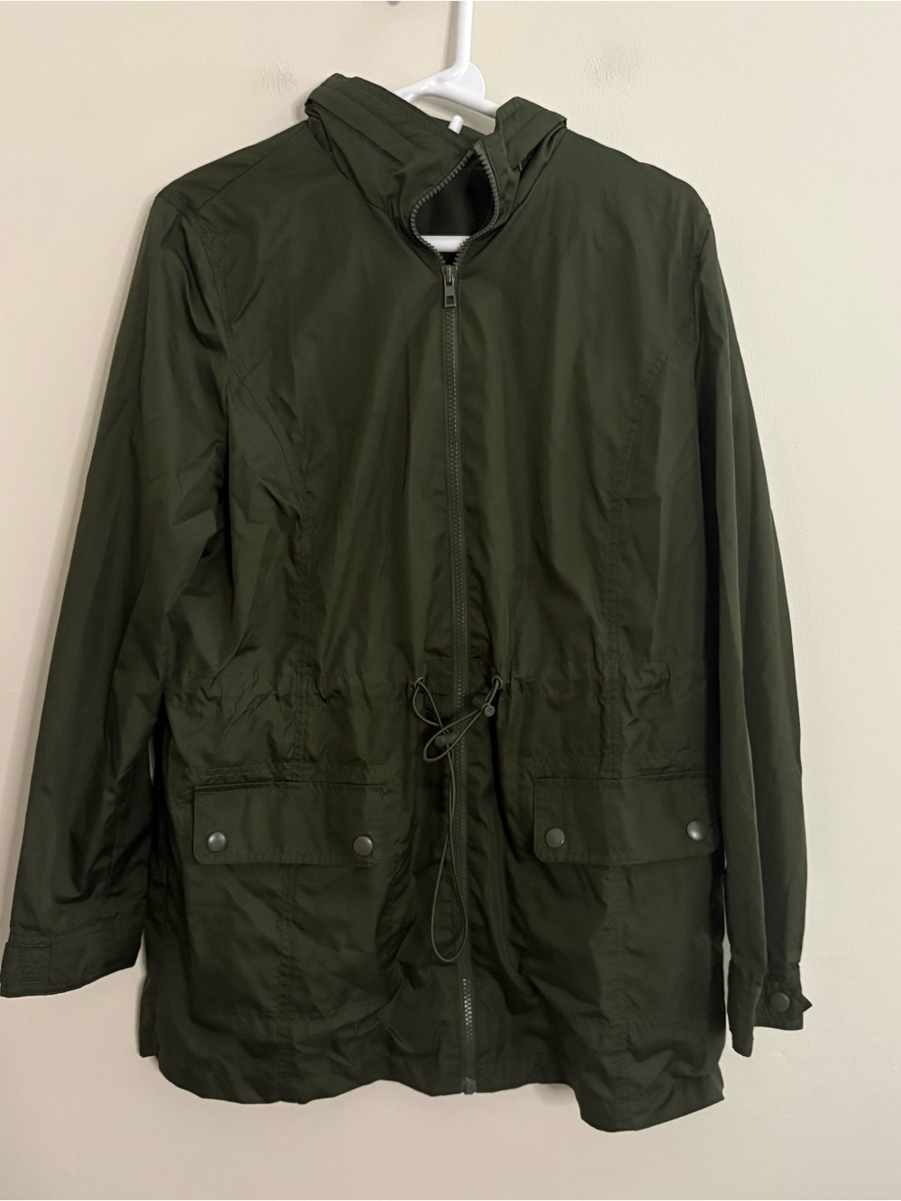 St. John's Bay Olive Utility Jacket Womens Large Green Packable windbreaker